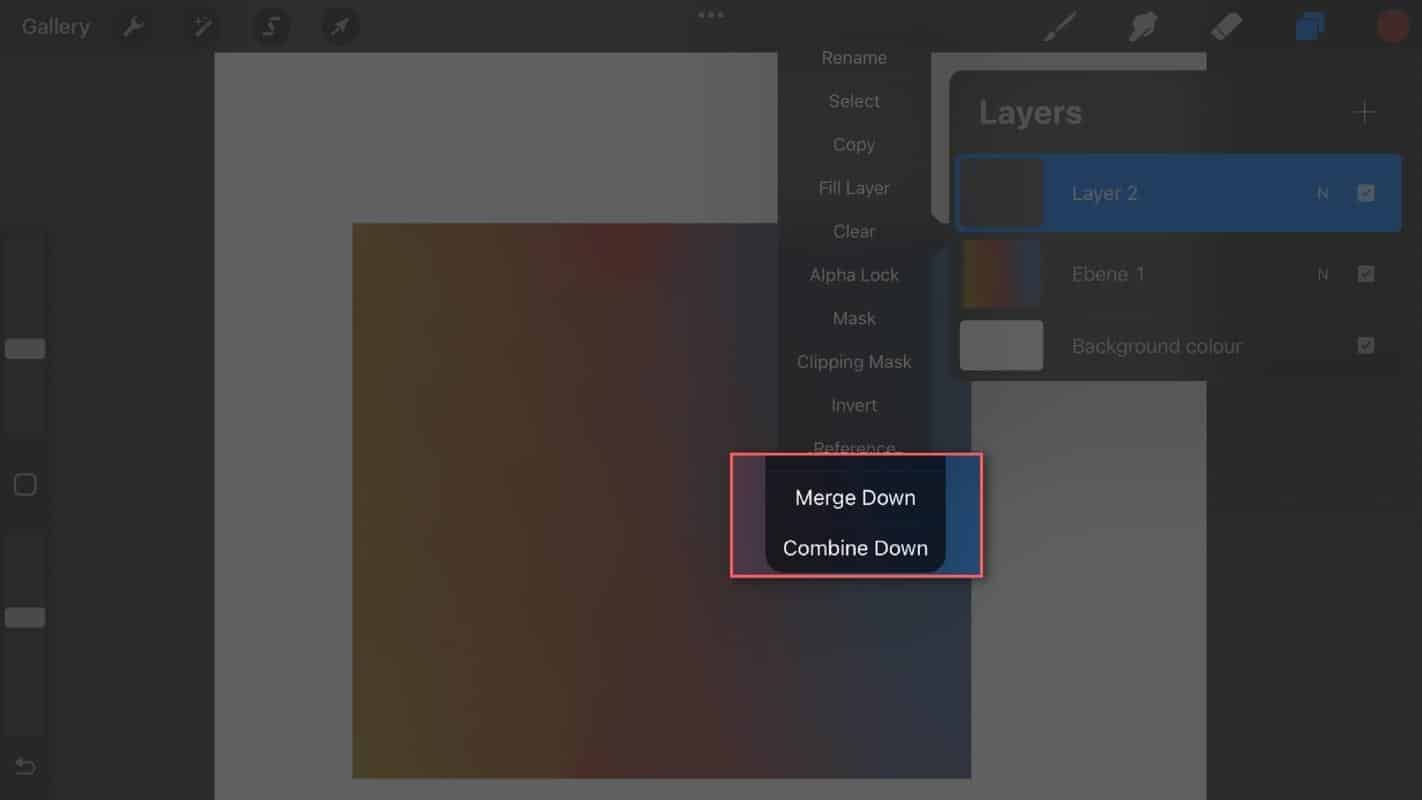 How To Blend In Procreate - Merge Down