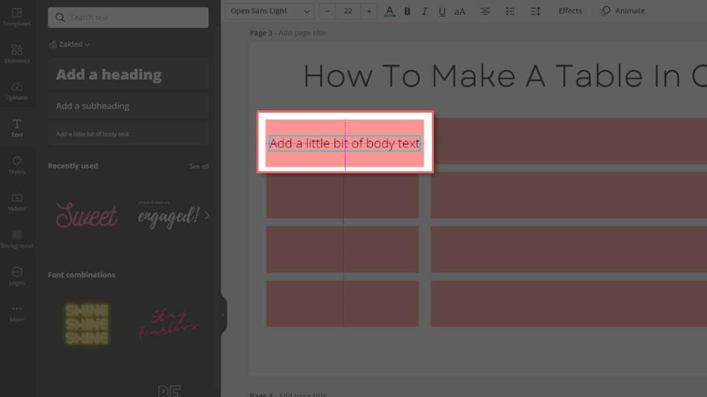 How To Insert A Table In Canva - Step 5
