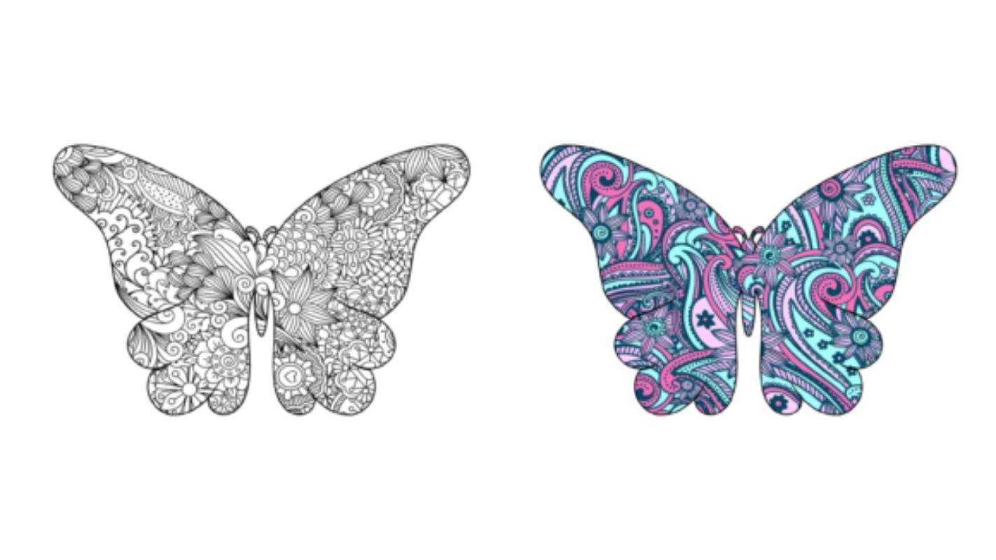 Butterfly Zentangle Coloring Page & Book - 2