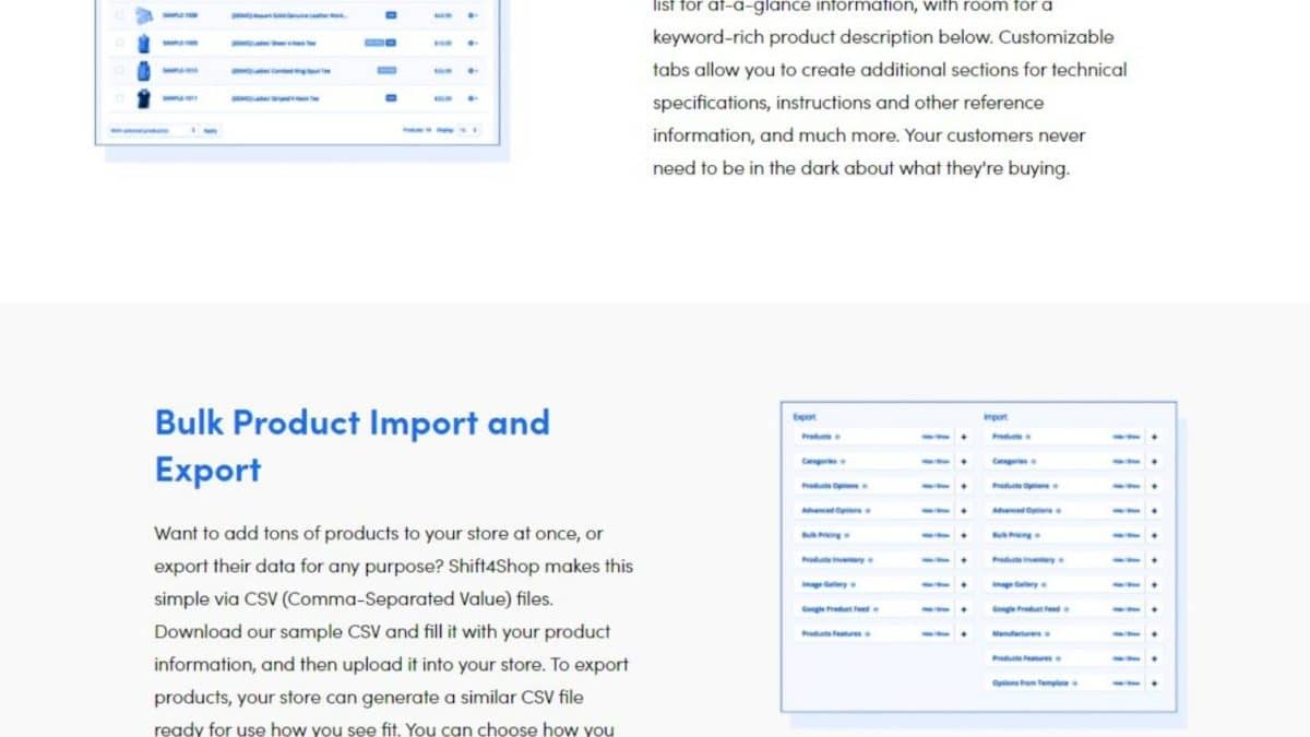 3dCart vs Shopify - Shift4Shop Product Management