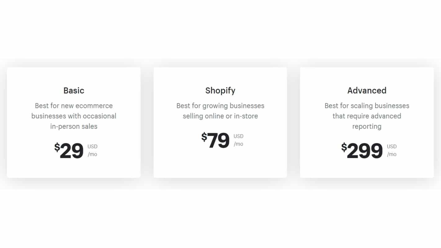 Shopify vs Magento - Shopify Pricing