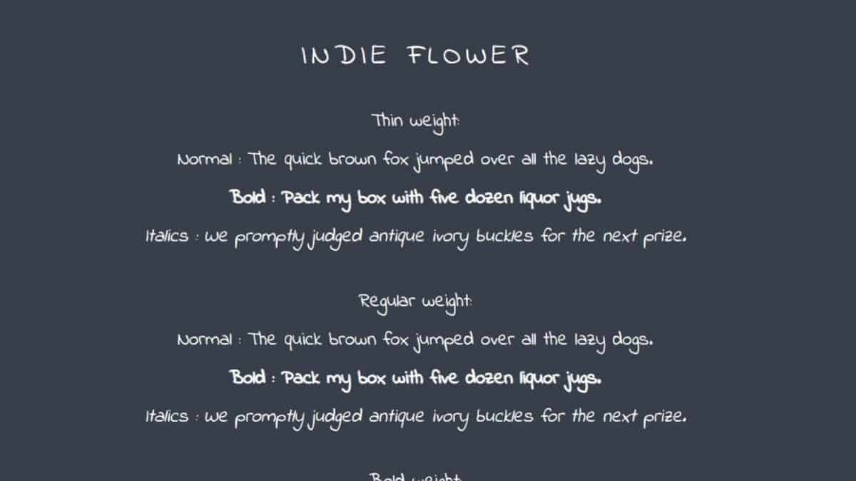 Carrd Fonts - Indie Flower