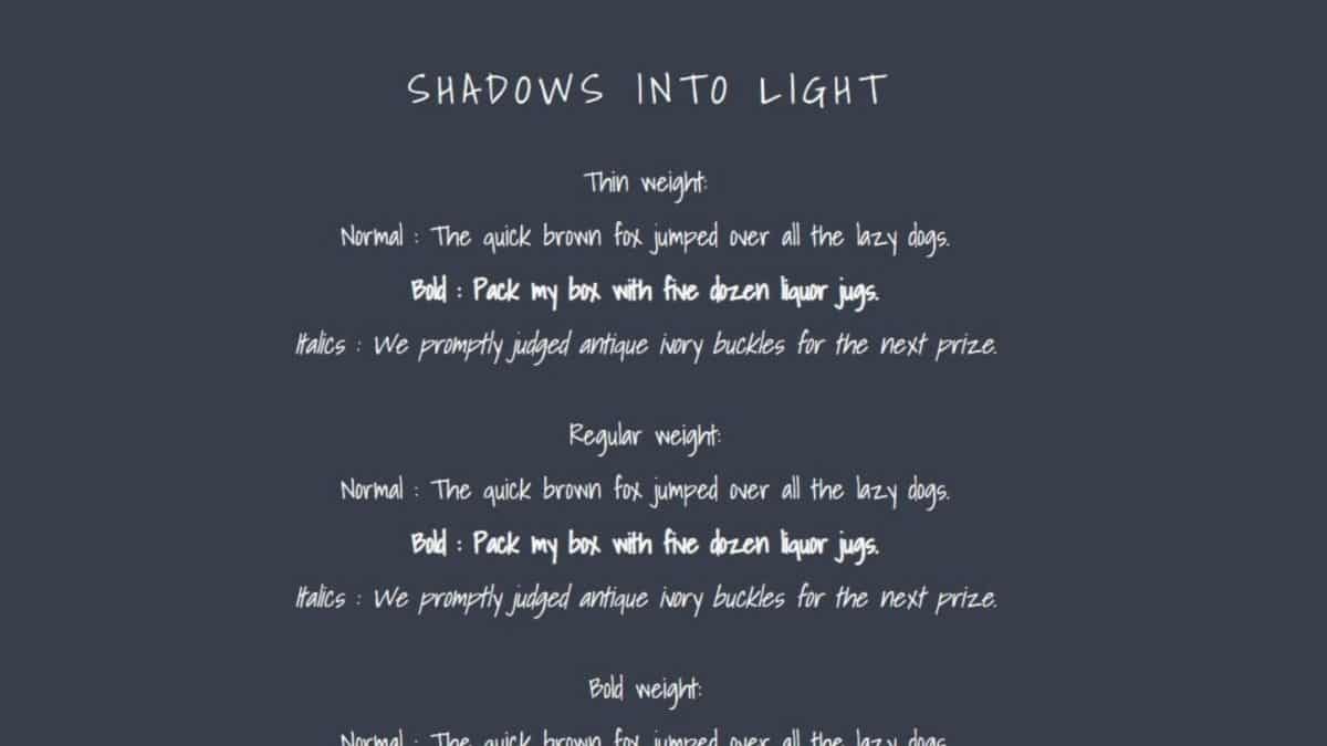 Carrd Fonts - Shadows Into Light
