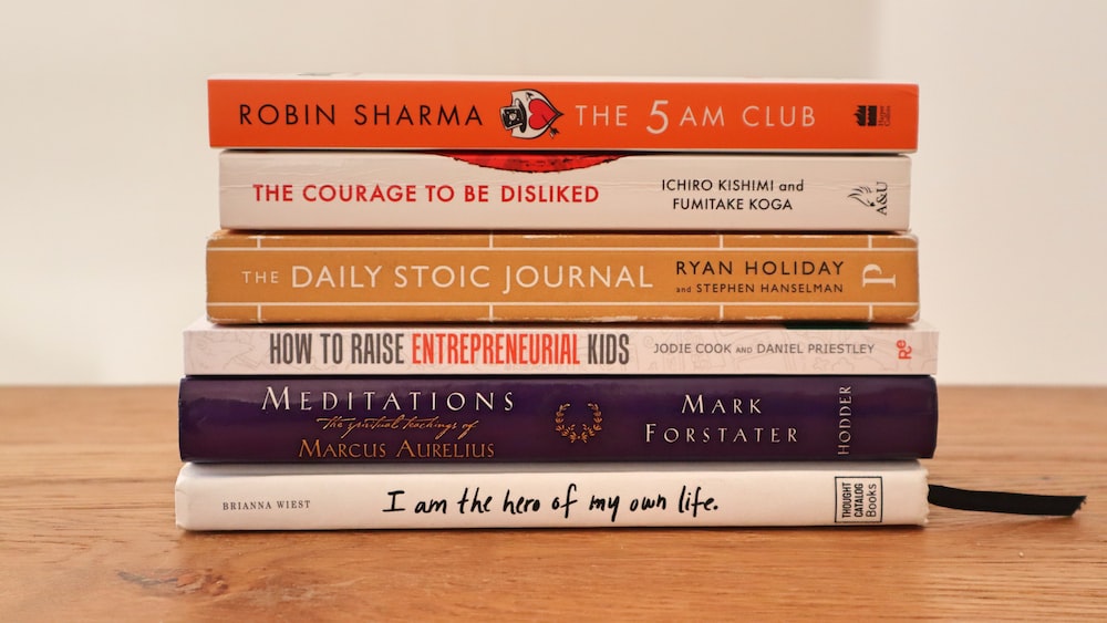 A Stack of Business and Self-Help Books on Stoicism