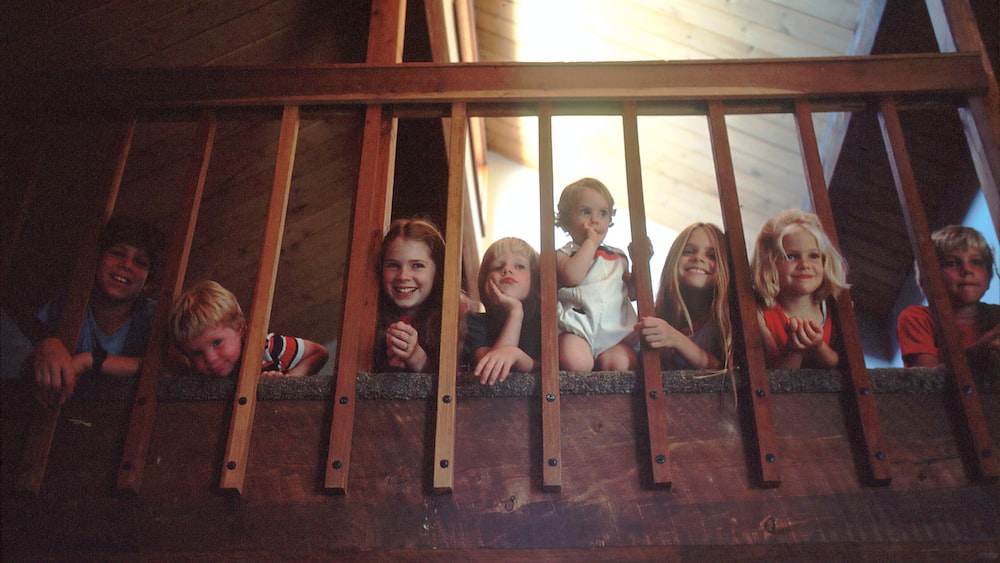 Children practicing mindfulness on a staircase