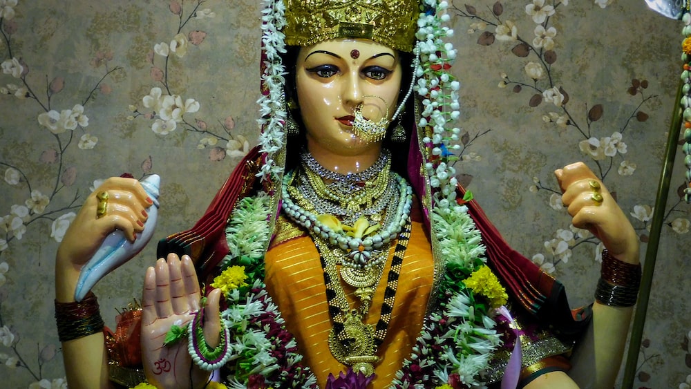 Cultural Differences: A Statue of Maa Durga at a Temple in Mumbai, India