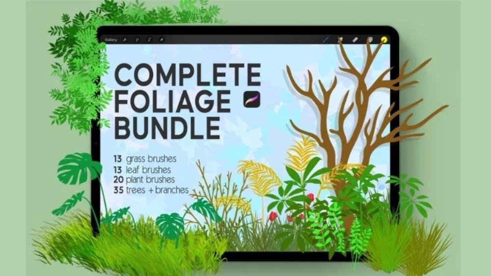 Grass Brush Procreate - Complete Foliage Bundle - 1