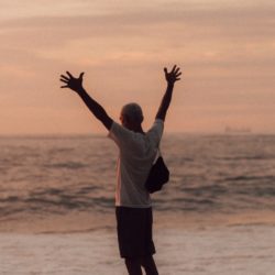 Grateful Sunset Reflection on the Seashore