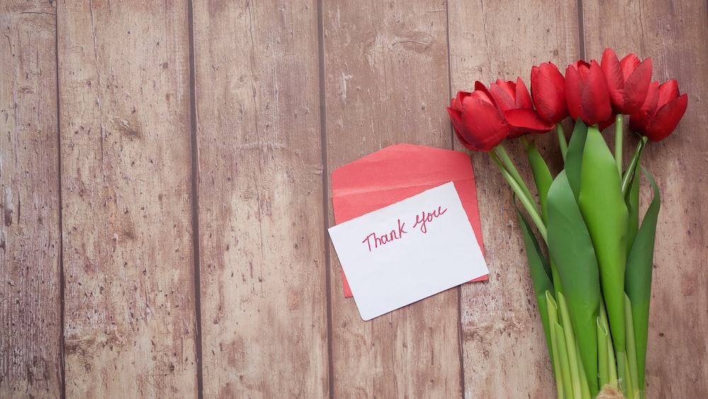 Gratitude: Thank You Message with Red Tulips