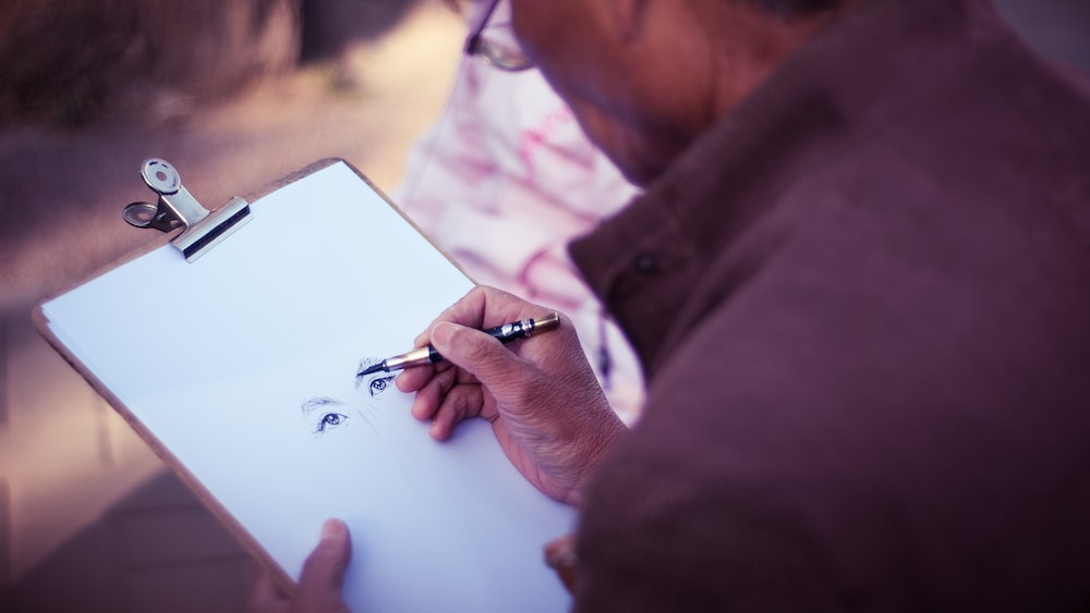 Mindful Drawing: Male Artist Sketching a Face