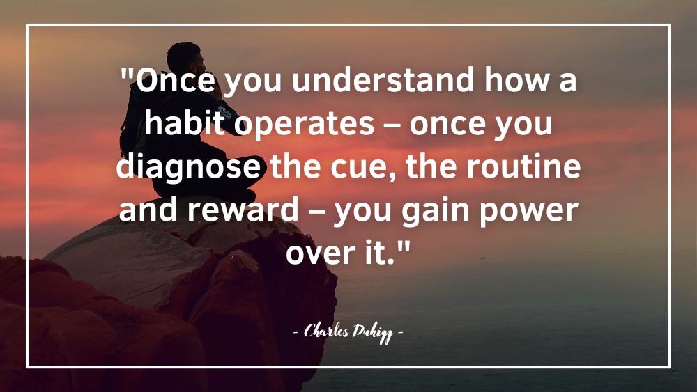 Once you understand how a habit operates – once you diagnose the cue the routine and reward – you gain power over it