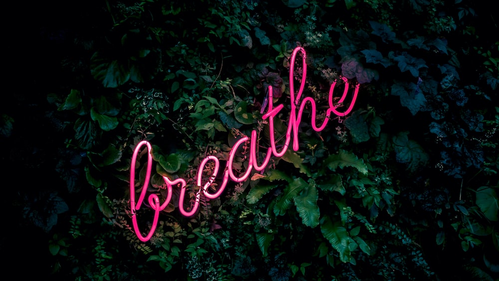 Pink Breathe Neon Sign for Art and Mindfulness