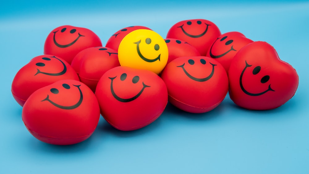 Positive Mindset: Smiling Happy Hearts Illustration
