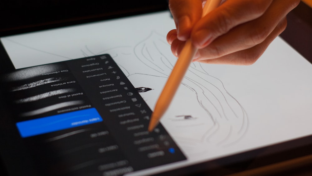 Procreate Drawing: Person Using Stylus on Drawing Pad