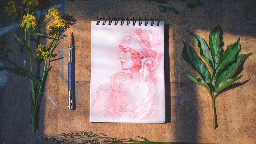 Sketch of a woman with colored pencil by Doriana Dream